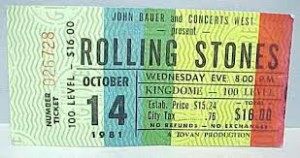 Ticket for Rolling Stones US tour in 1981